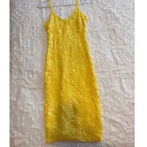 LuLus yellow floral lace detailed dress| size xs